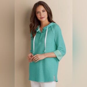 SOFT SURROUNDINGS 'Just Beachy' French Terry
Hooded Pullover Top Women's Medium